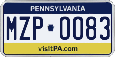 PA license plate MZP0083