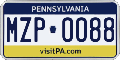 PA license plate MZP0088