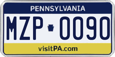 PA license plate MZP0090