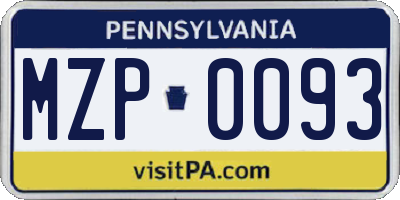 PA license plate MZP0093