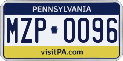 PA license plate MZP0096