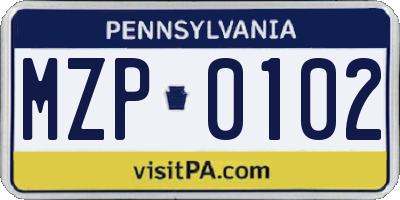 PA license plate MZP0102