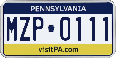 PA license plate MZP0111