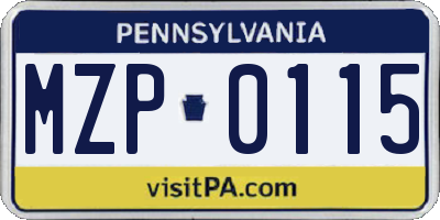 PA license plate MZP0115