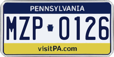PA license plate MZP0126