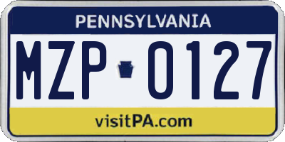 PA license plate MZP0127