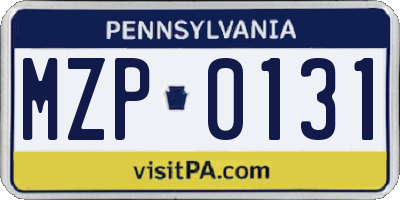PA license plate MZP0131