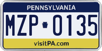 PA license plate MZP0135