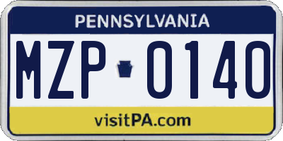 PA license plate MZP0140