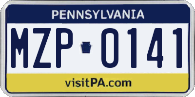 PA license plate MZP0141