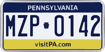 PA license plate MZP0142