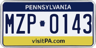 PA license plate MZP0143