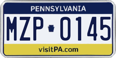 PA license plate MZP0145