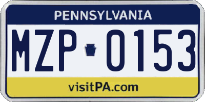 PA license plate MZP0153