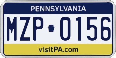 PA license plate MZP0156