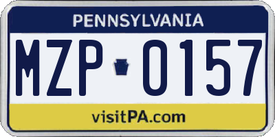 PA license plate MZP0157