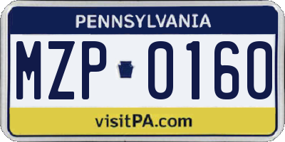 PA license plate MZP0160