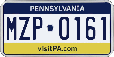PA license plate MZP0161