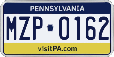 PA license plate MZP0162