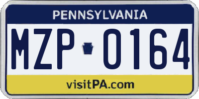 PA license plate MZP0164