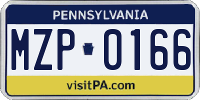 PA license plate MZP0166