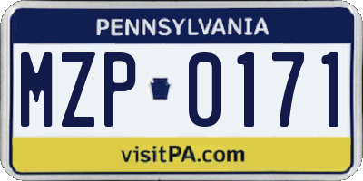 PA license plate MZP0171