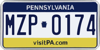 PA license plate MZP0174