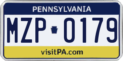 PA license plate MZP0179