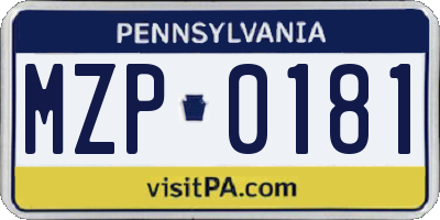 PA license plate MZP0181