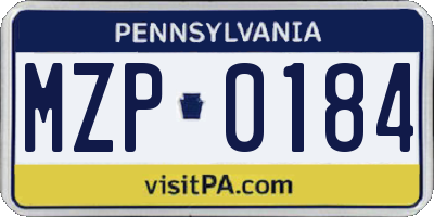 PA license plate MZP0184
