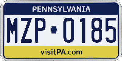 PA license plate MZP0185