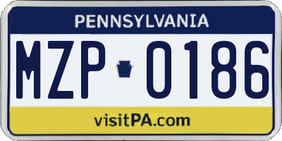 PA license plate MZP0186