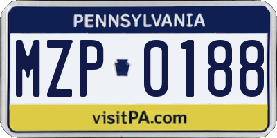 PA license plate MZP0188