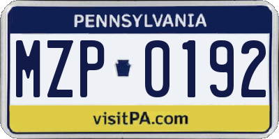 PA license plate MZP0192
