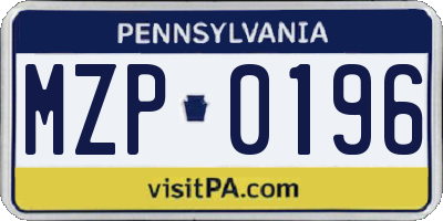 PA license plate MZP0196