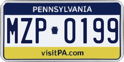 PA license plate MZP0199