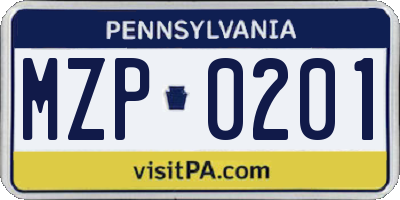 PA license plate MZP0201