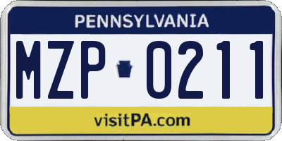 PA license plate MZP0211