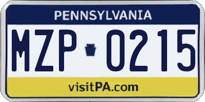 PA license plate MZP0215