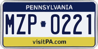 PA license plate MZP0221