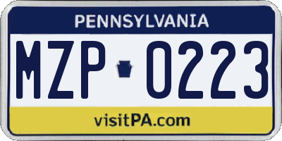 PA license plate MZP0223