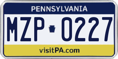 PA license plate MZP0227