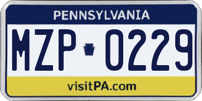 PA license plate MZP0229