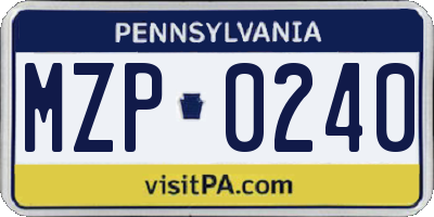PA license plate MZP0240
