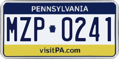 PA license plate MZP0241