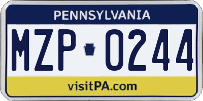 PA license plate MZP0244