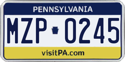 PA license plate MZP0245