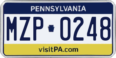 PA license plate MZP0248