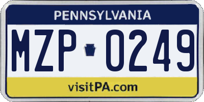 PA license plate MZP0249