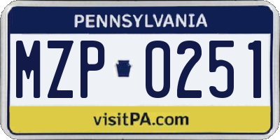 PA license plate MZP0251